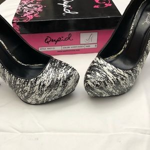 Black and white high heels